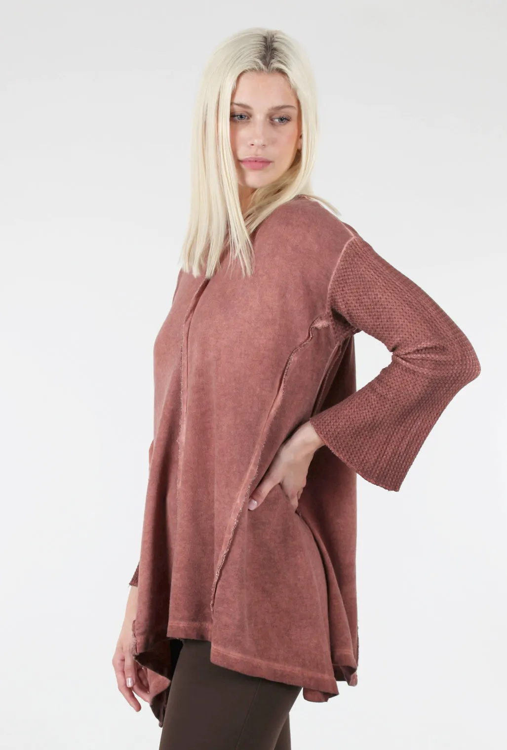 Oil-Wash Raw-Seam Tunic, Paprika