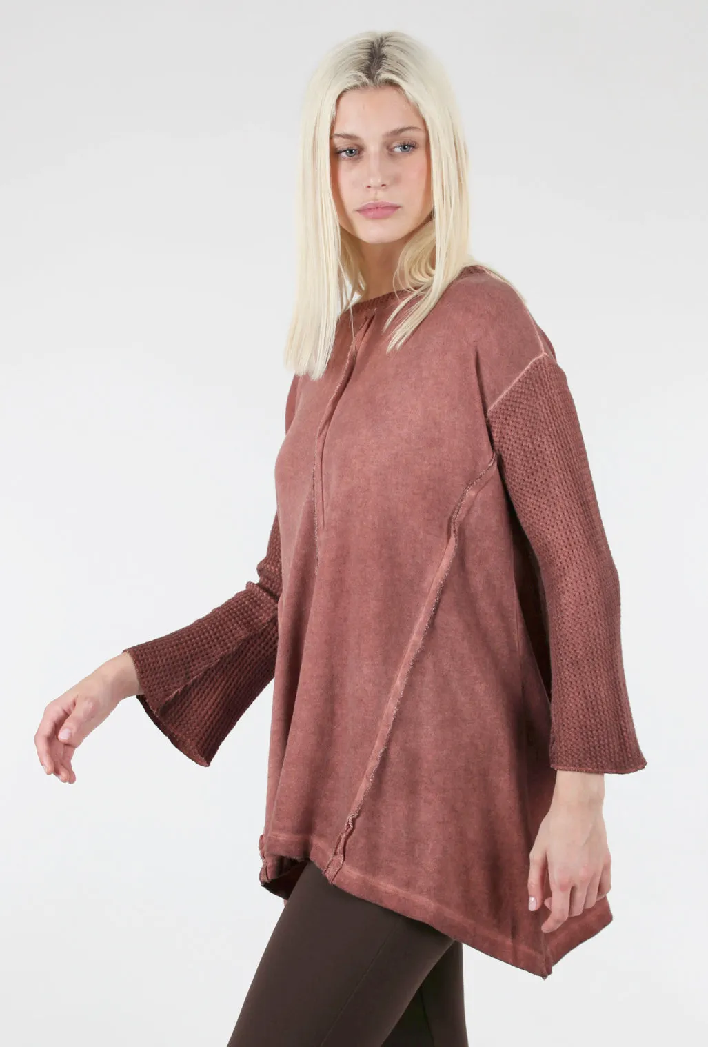 Oil-Wash Raw-Seam Tunic, Paprika