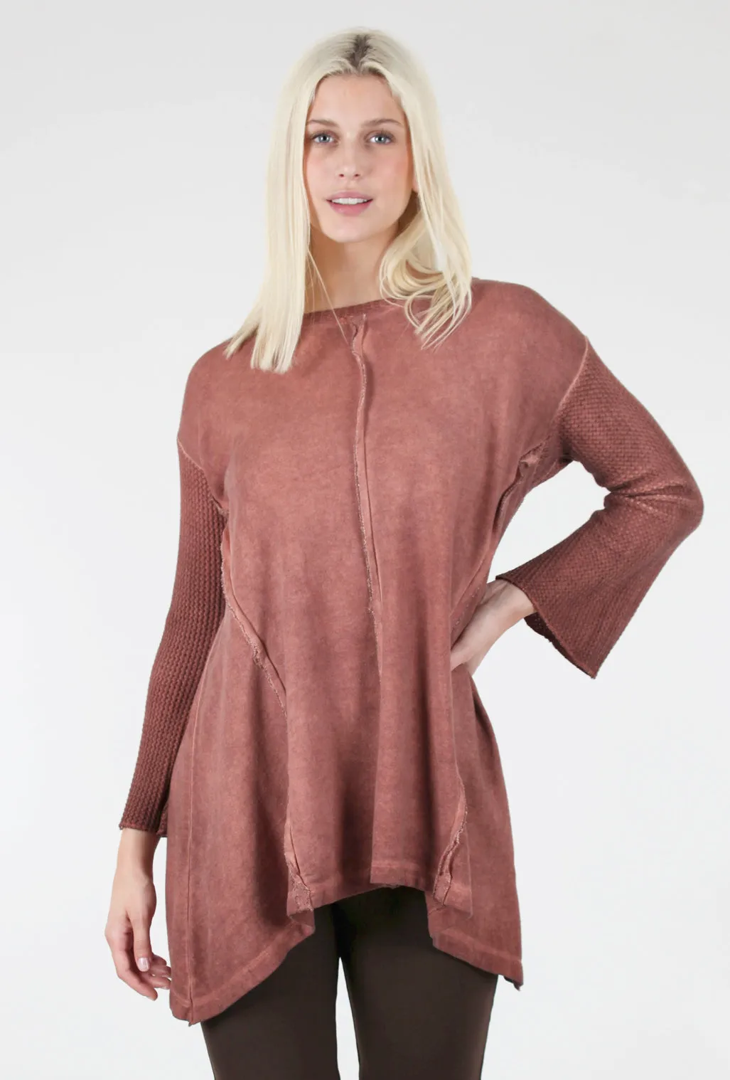 Oil-Wash Raw-Seam Tunic, Paprika