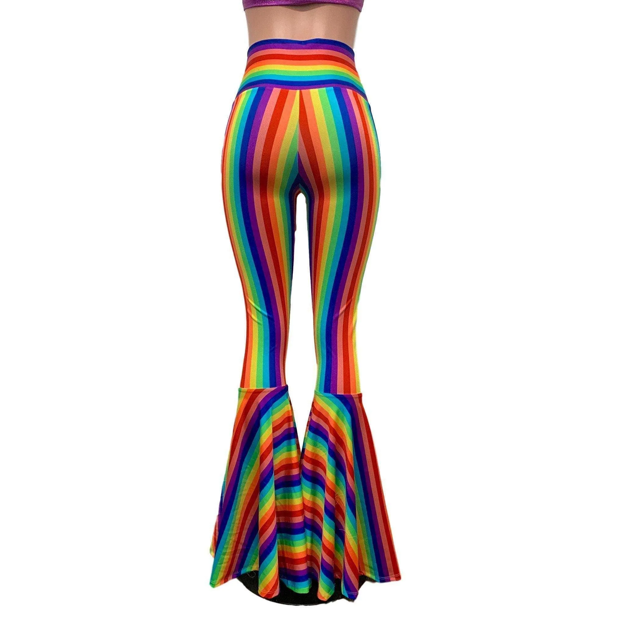 Rainbow Pride High Waist Lace-Up Bell Bottom Flares