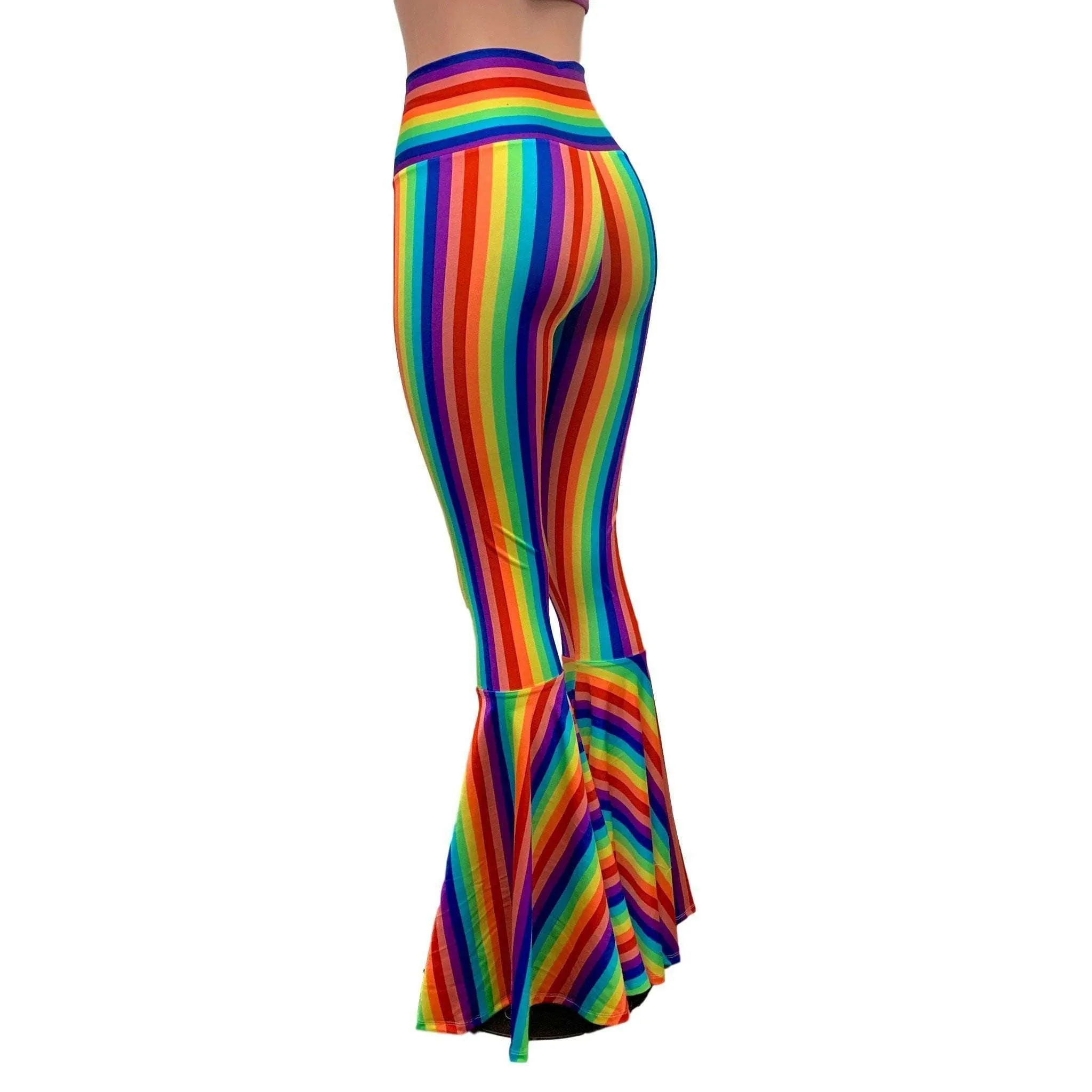 Rainbow Pride High Waist Lace-Up Bell Bottom Flares