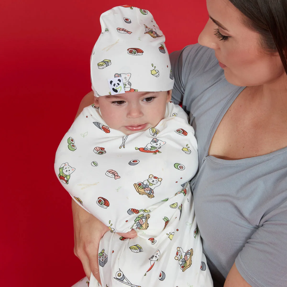 Sushi Cat Bamboo Swaddle & Beanie Set