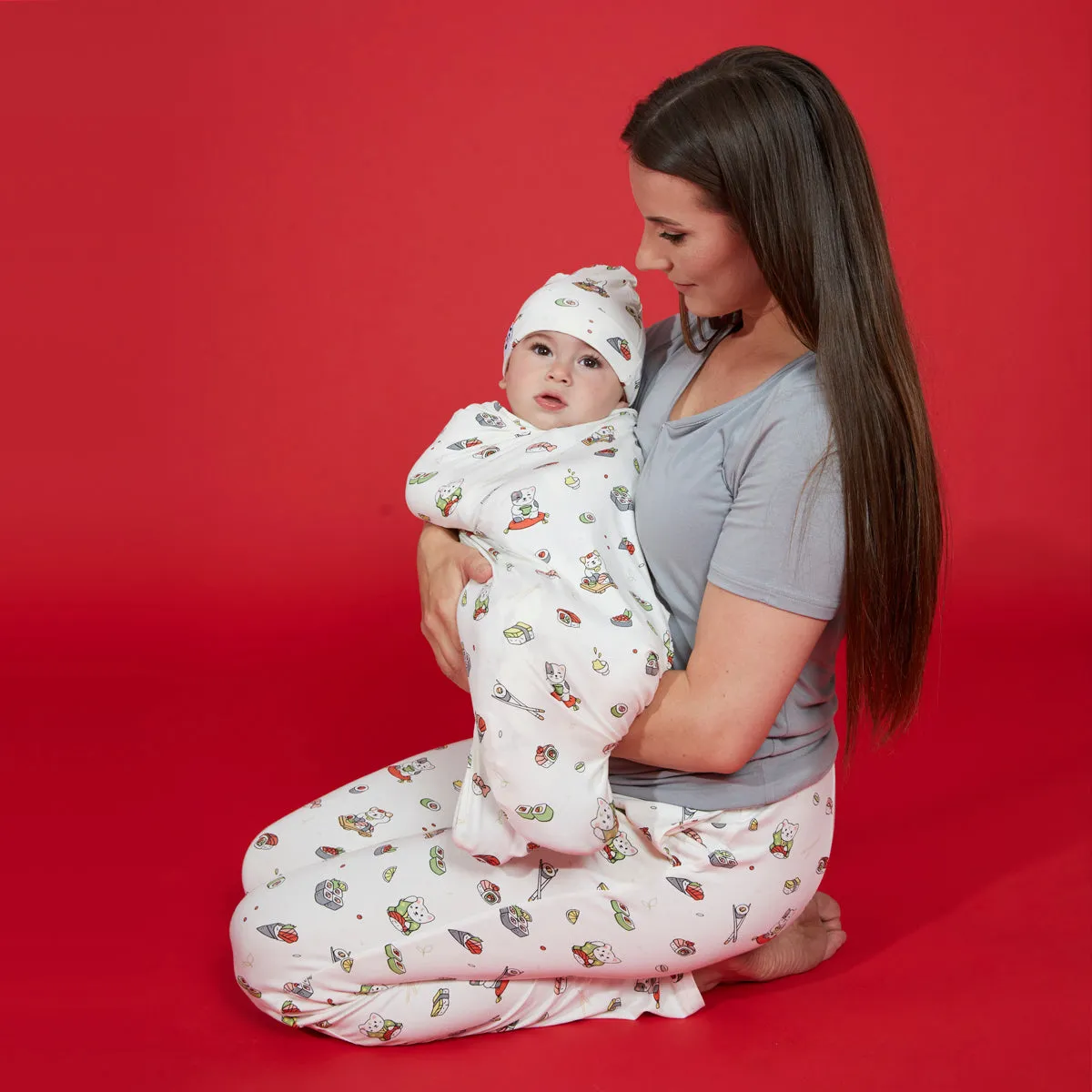 Sushi Cat Bamboo Swaddle & Beanie Set