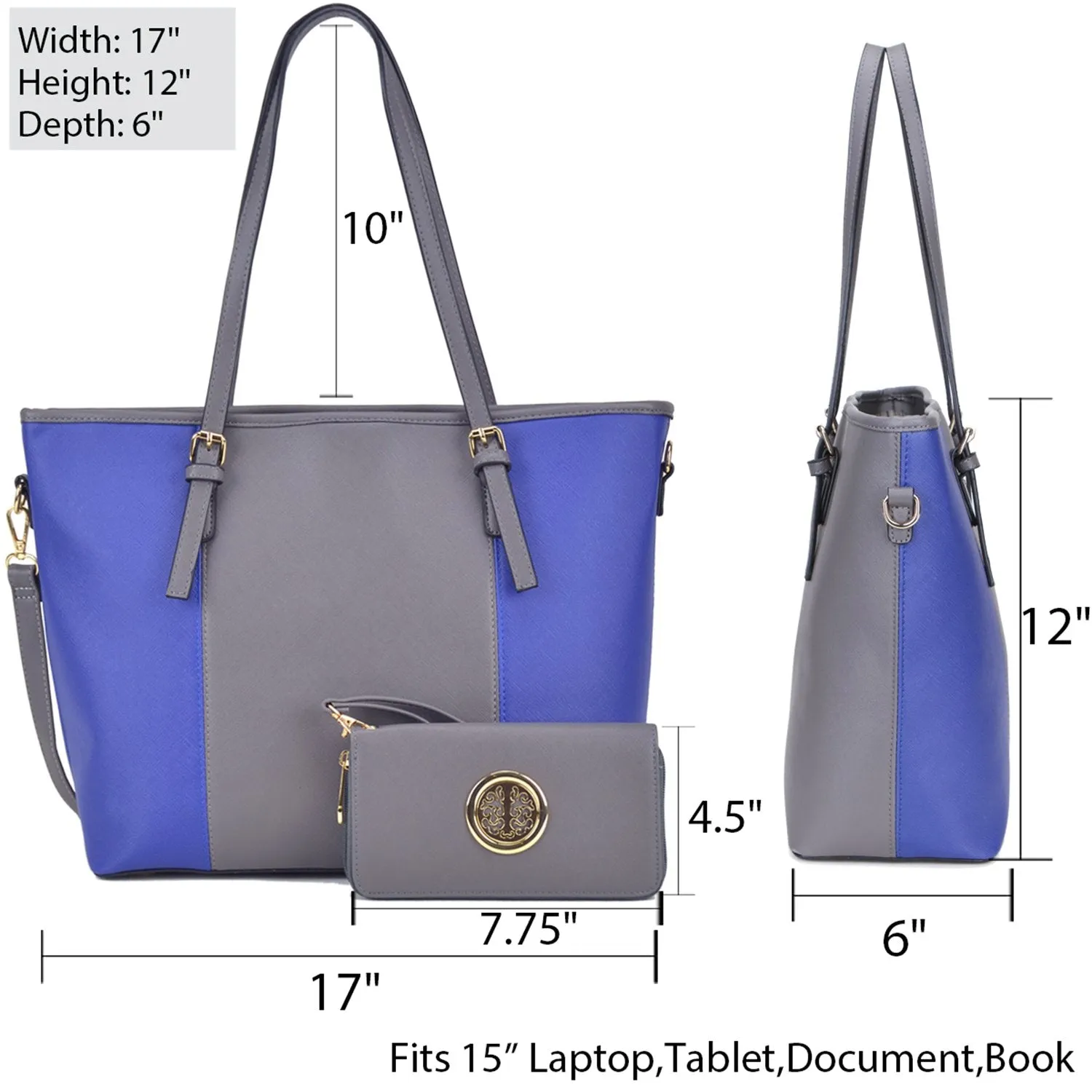 Two-Tone Tote with Matching Wallet