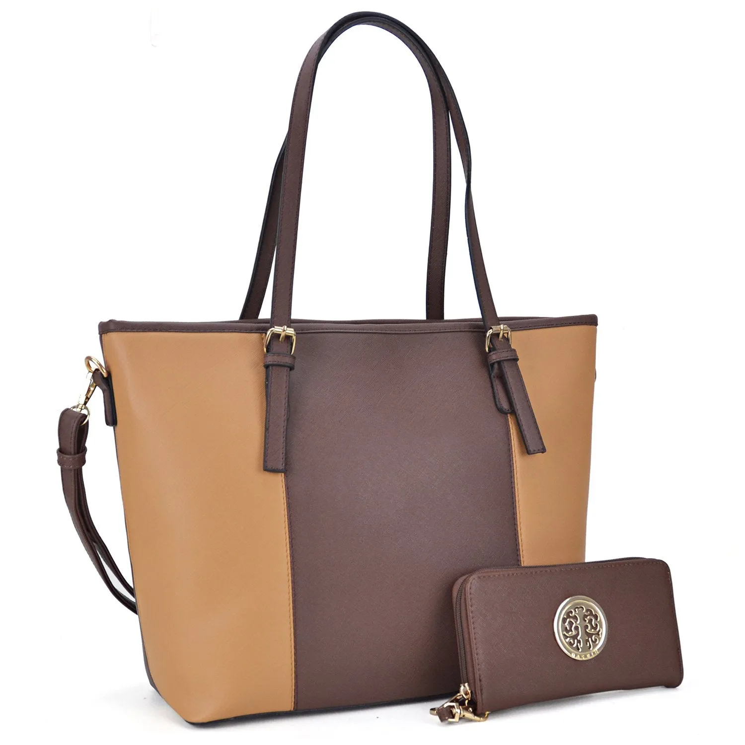 Two-Tone Tote with Matching Wallet