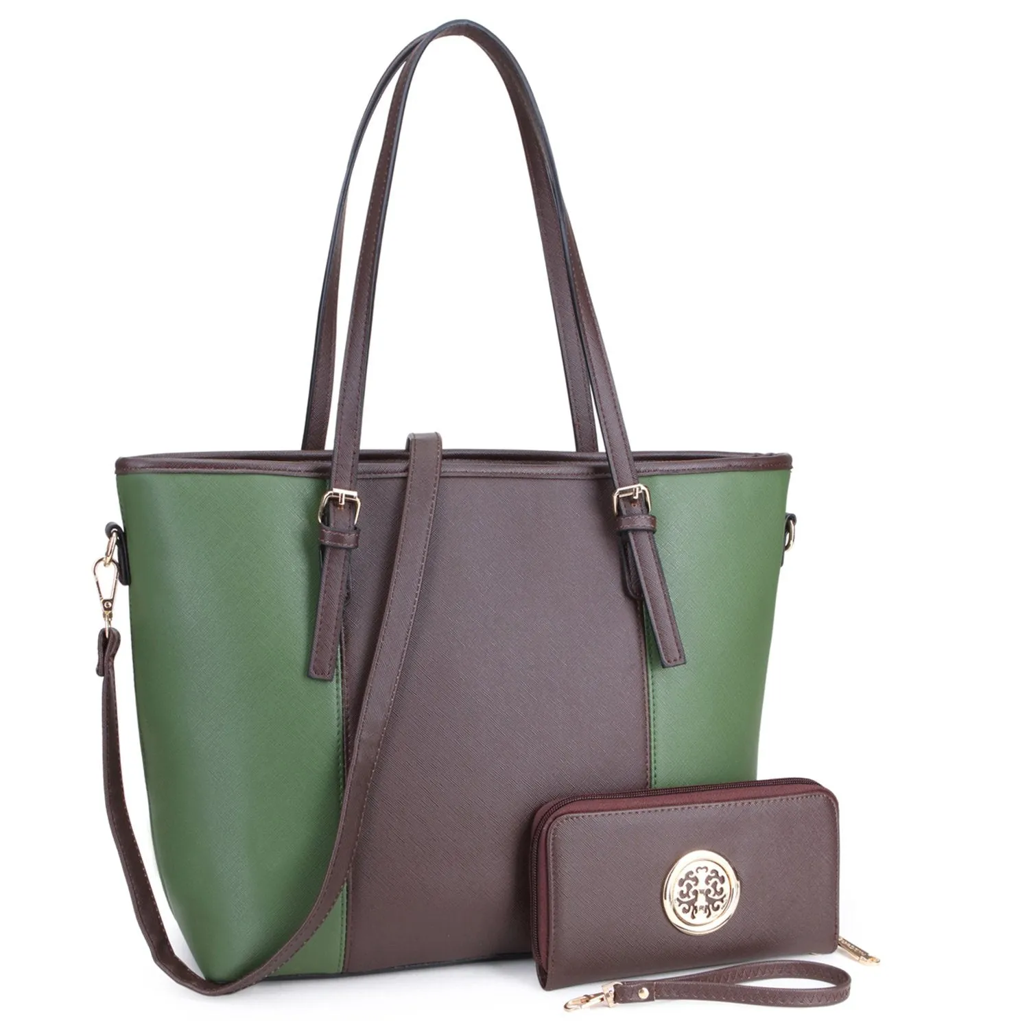 Two-Tone Tote with Matching Wallet