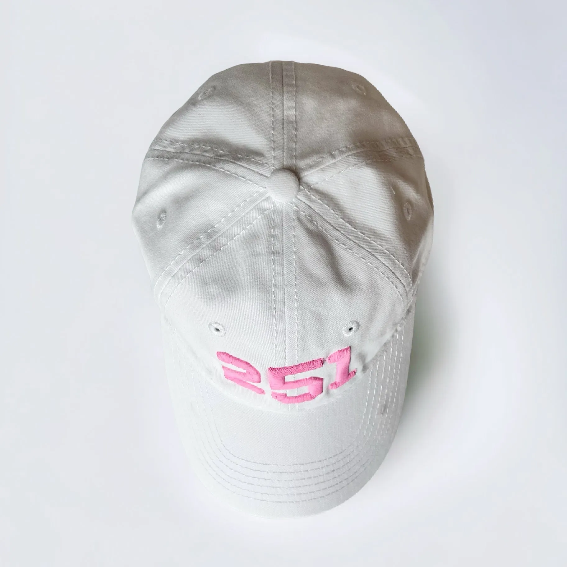 White with Pink 251 Ball Cap Hat