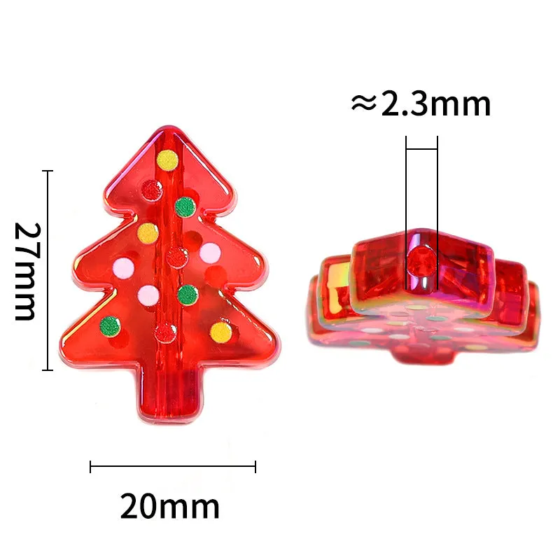 Wholesale 100pcs Double-sided Polka Dot Christmas Tree Acrylic Beads