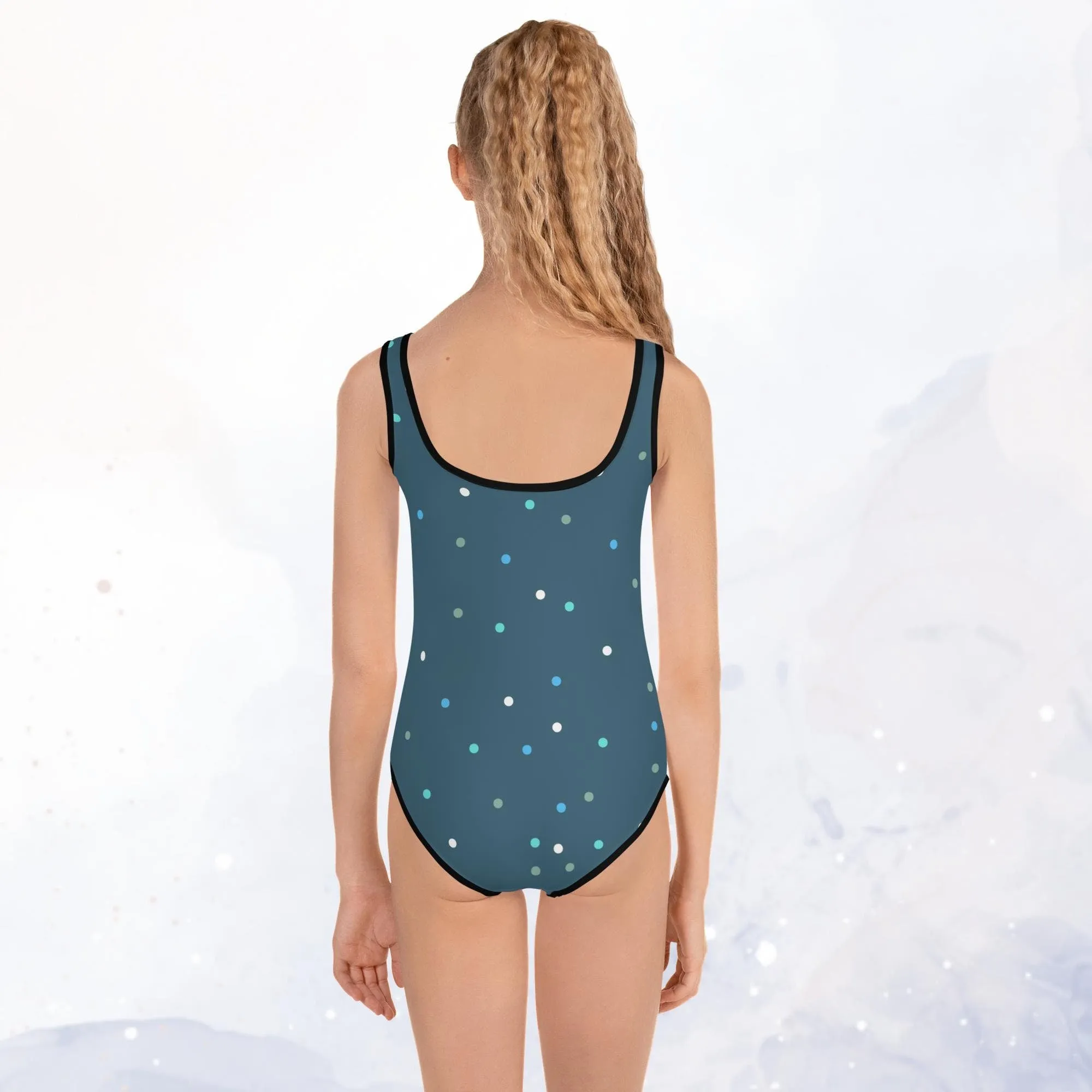 Wintery Blue Polka Dot Kids Toddler One Piece Swimsuit