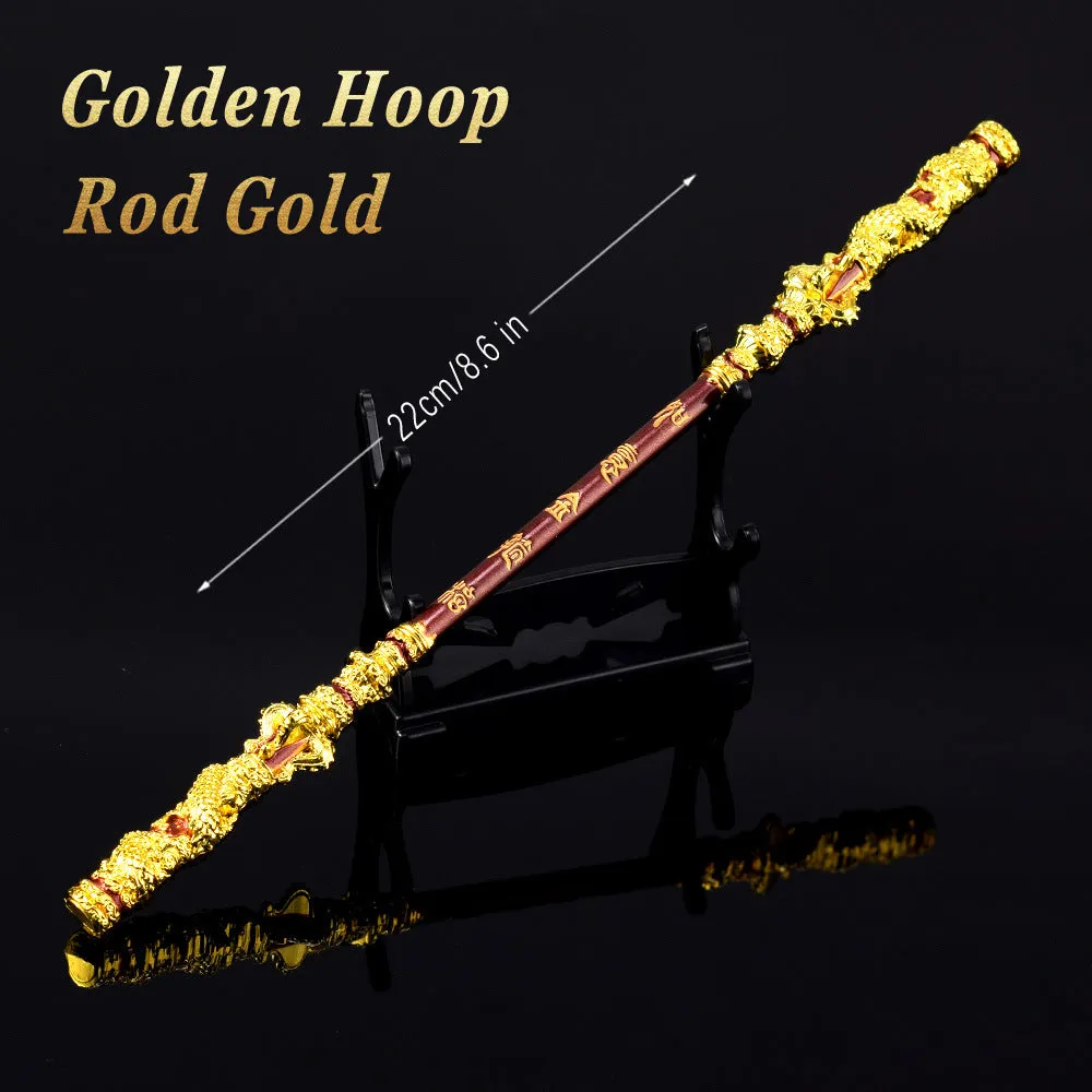 Wukong Game Surrounding Qi Tian Da Sheng Ru Yi Jin Hoop Stick All Metal Craft Decoration (Golden Hoop Stick Gold 22CM)